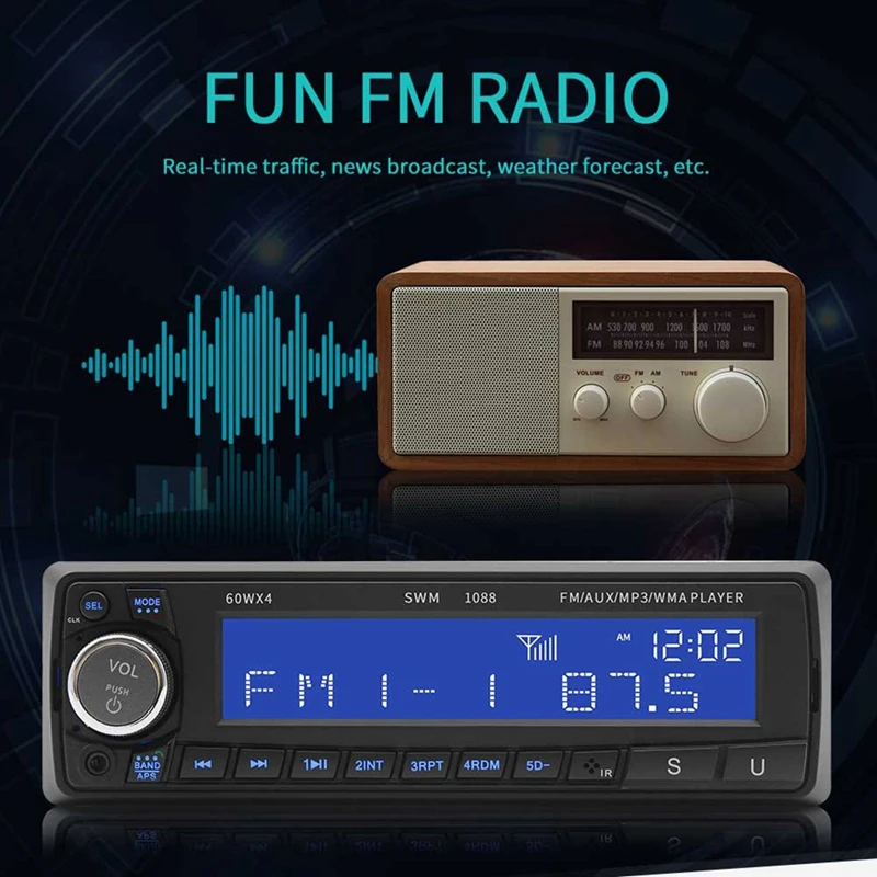 Bluetooth автомобильный Радио Mp3 плеер стерео Usb Aux автомобильный стерео аудио Su-1088