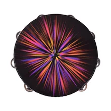 Мини-Деревянный Бубен колокольчик ручной барабан с однорядными джинглями Светоотражающая барабанная головка музыкальный ударный инструмент 10 дюймов