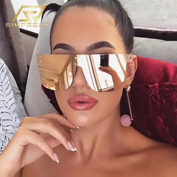 

SIMPRECT Oversized Sunglasses Women 2020 Fashion Big Frame Mirror Sun Glasses Brand Designer Retro Vintage Shades For Women