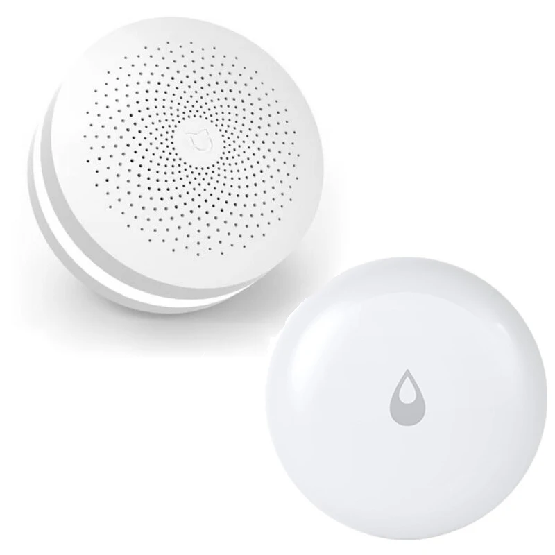 with water sensor Новинка, Xiaomi Mijia, многофункциональный шлюз, 2 хаба, сигнализация, интеллектуальная, онлайн радио, Ночной светильник, звонок, умный дом, концентратор - Цвет: with water sensor