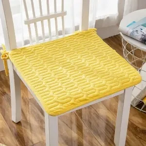 Simple Style Soft Corduroy Chair Cushion Solid Color Tied Rope Square Seat Pads Home Office Kitchen Decor Non-slip Chair Cushion 