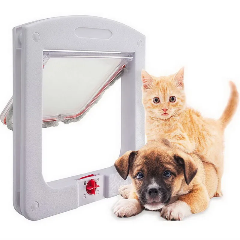 Кошка лоскут двери с 4 способа замок безопасности клапаном дверные замки для собаки с котенком для маленьких питомцев и ворота комплект кошка двери