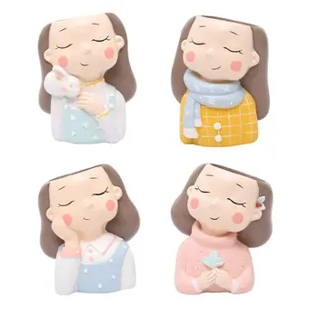 

Cute Girl Cartoon Drawing Resin Flower Pot Plant Succulent Container Flower Pot 27RF