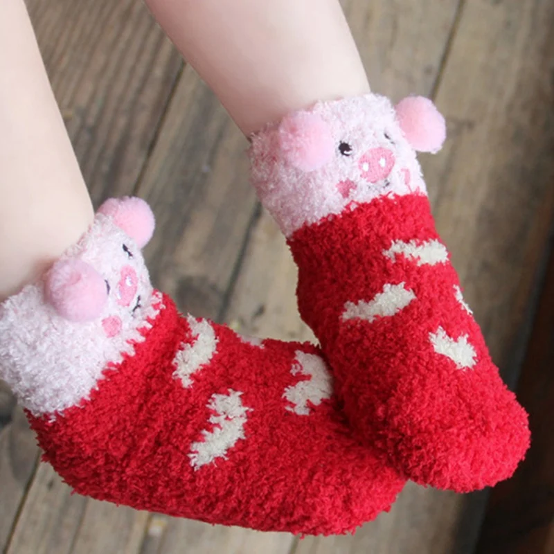 Модные милые носки для малышей; детские носки для сна из кораллового флиса; забавные рождественские носки с изображением панды; сезон осень-зима; детские носки для мальчиков и девочек