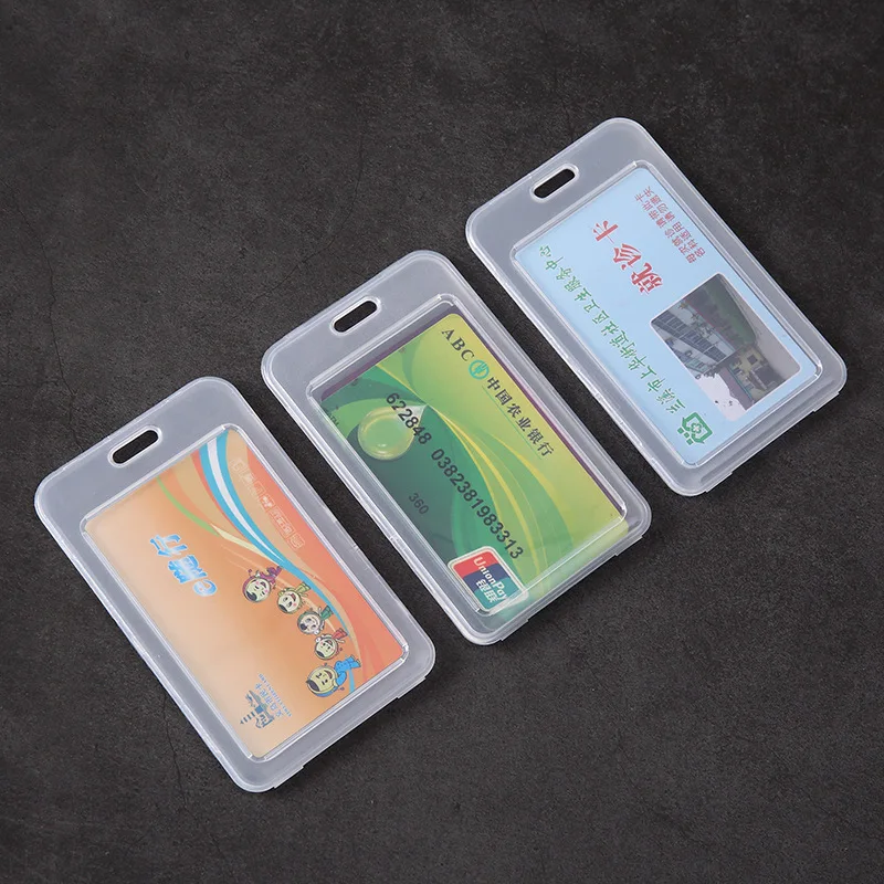Unisex Women Men Transparent Card Cover Sleeve Work ID Clear Card Holder Protector Cover Badge Office School Supply