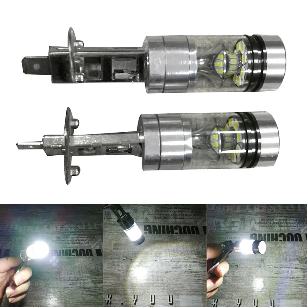 2X H1 6500K 100W 20LED HID Белый 2323 Противотуманные фары дальнего света DRL Светильник лампы бег светильник s DRL Противотуманные светильник 6000K 12V дальнего ИК AU 30