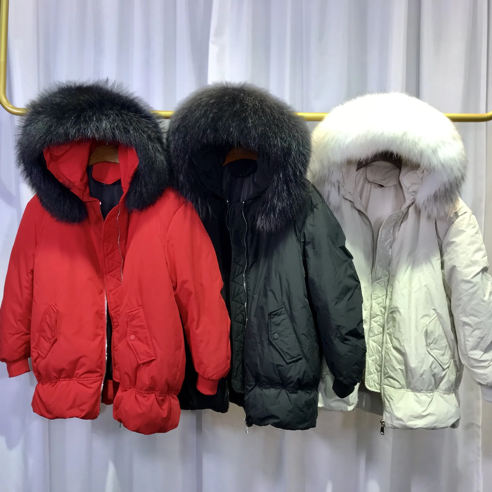Южная Корея, Dongdaemun, женское платье, стиль, большой меховой воротник, с капюшоном, плотное пальто, зимнее, для сезона, пуховик для женщин, yu