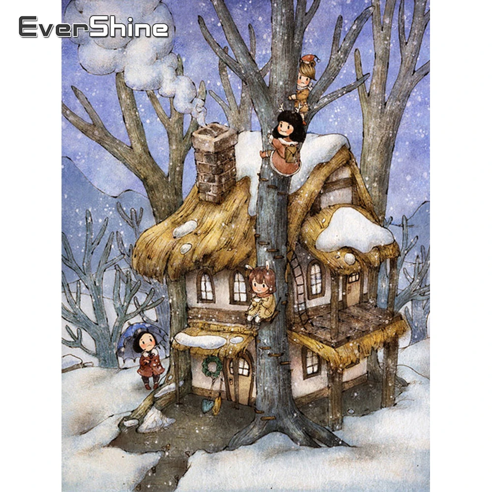 Evershine Diamond Embroidery Winter Scenery Cross Stitch Full Set Painting Landscape Drill Square Home Decoration | Дом и сад