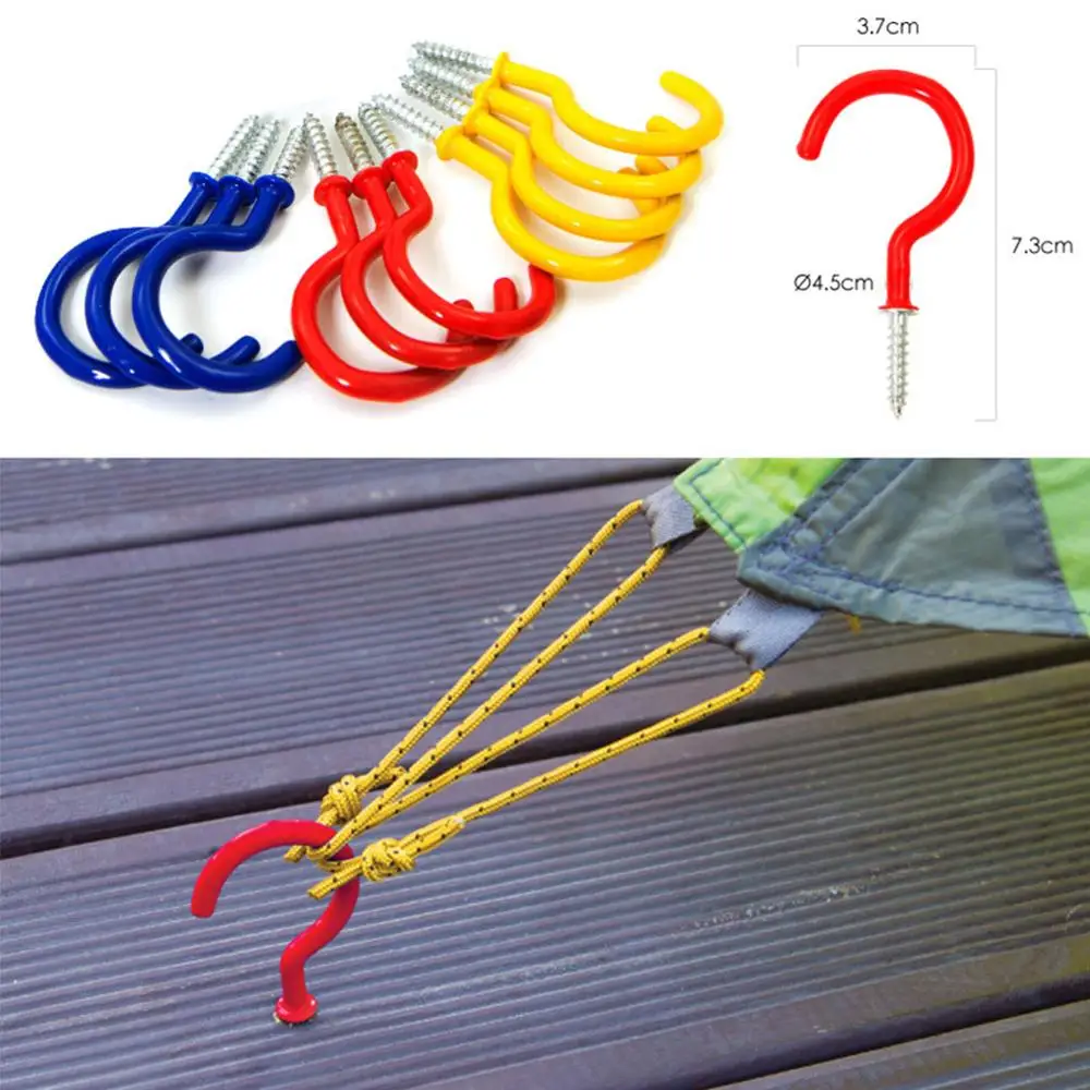

10pcs Outdoor Camping Thread Ground Nail Deck Nail Tent Canopy Pull Rope Fixed Screw Hook Nail