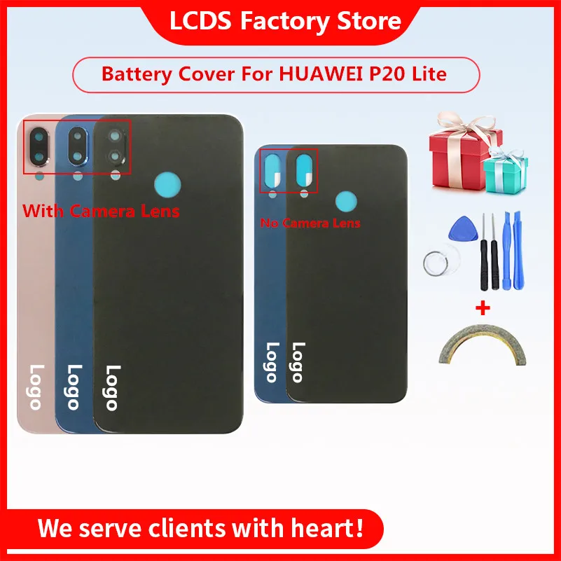 Задняя крышка аккумулятора для HUAWEI P20 Lite задняя корпуса + объектив Cameca лоток