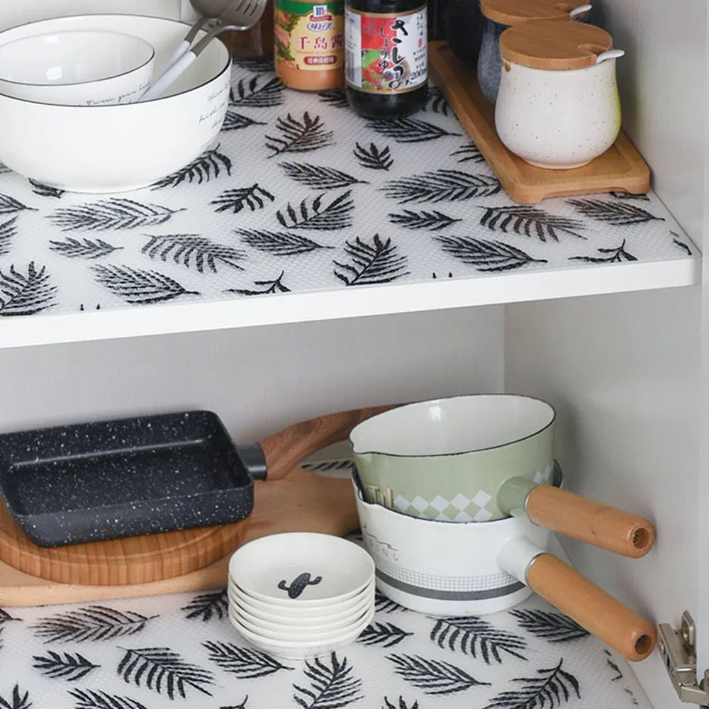 

Kitchen Table Drawer Paper Plastic Printed Transparent Placemat Wardrobe Cabinet Mat Tableware Waterproof Non-slip Pad 120*45cm
