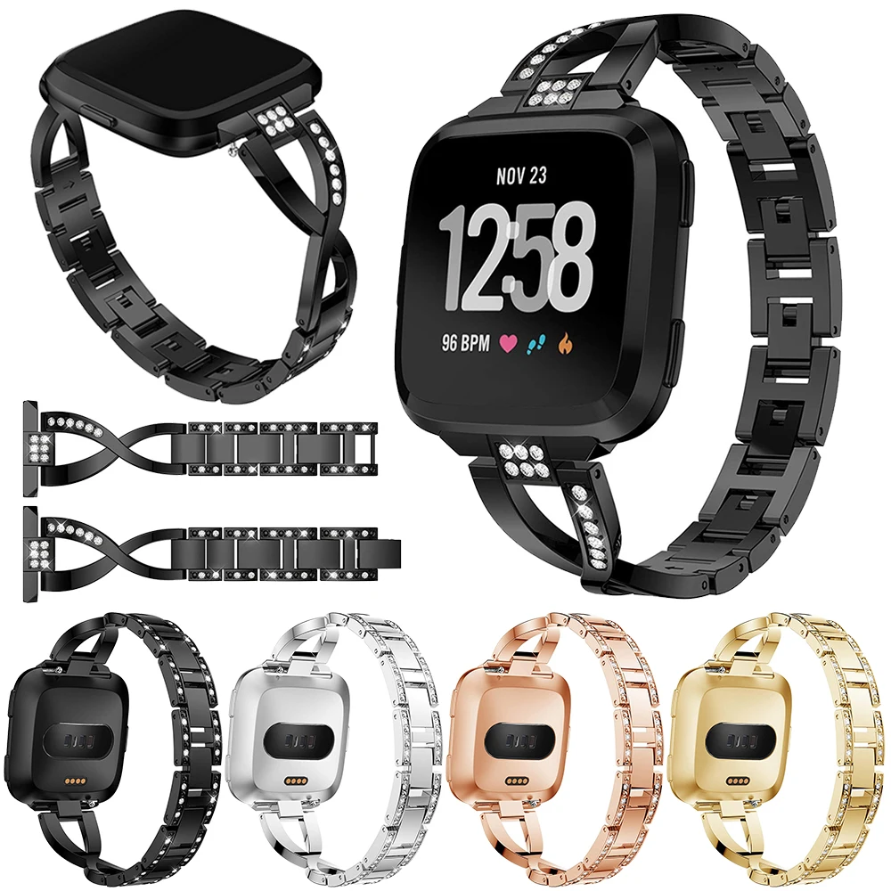 Сменный ремешок для часов Fitbit Versa ремень металлический браслет из нержавеющей стали ремешок Алмазный Браслет для Fitbit Versa