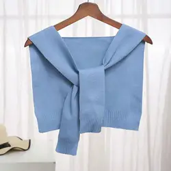 Korean Wool Knit Warm Scarf Winter Female Blouse Shoulders Color Cape Guard Neck Collar Fake Scarf Knotted Scarf A6z5