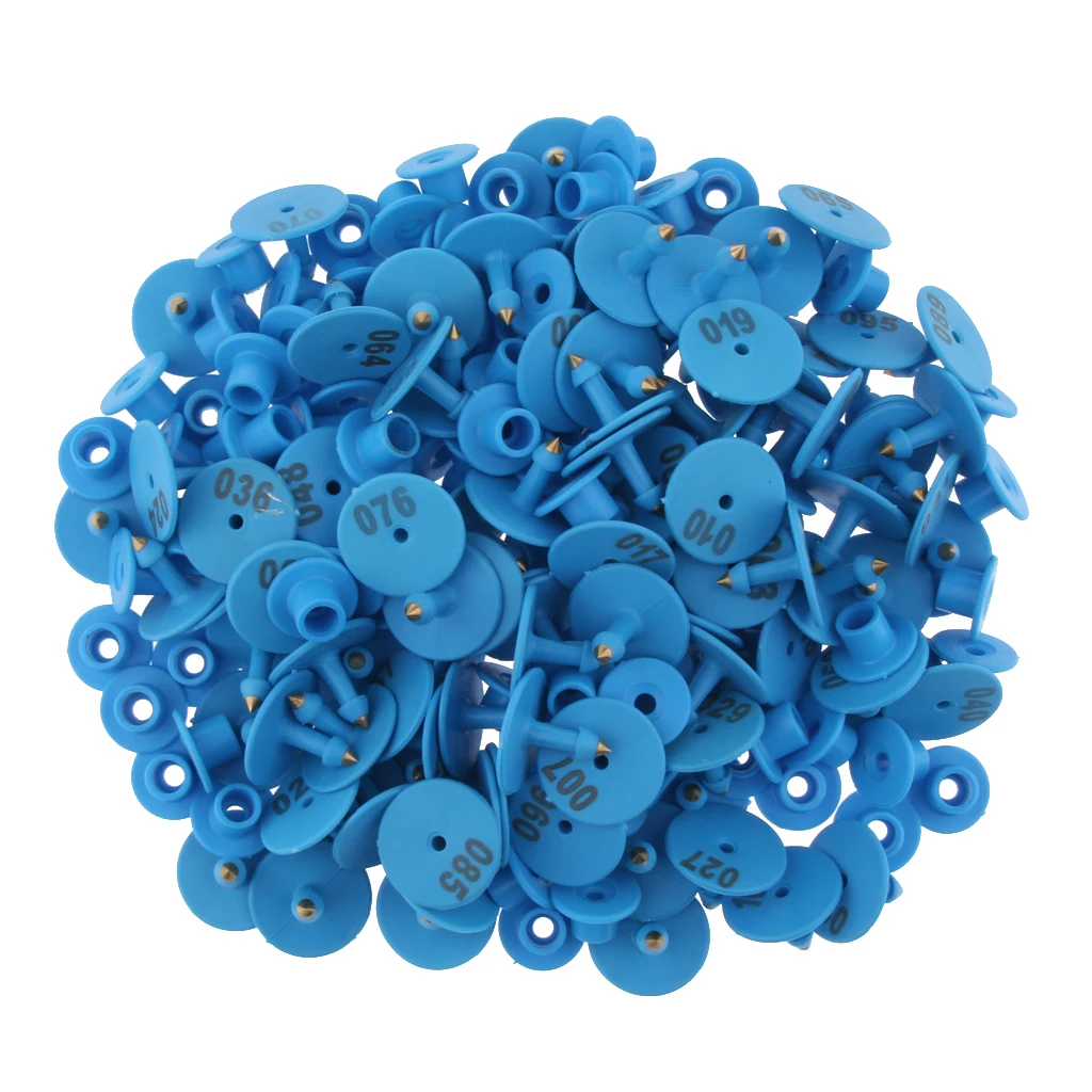 100PCS Numbered Livestock Identification Ear Tag for Pig Goat Cow Sheep Blue