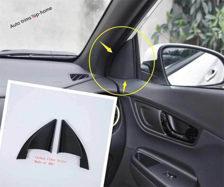 

Yimaautotrims Car Window A Pillar Post Triangle Frame Cover Trim 2 Pcs Fit For Hyundai Kona 2018 2019 Carbon Fiber ABS Interior