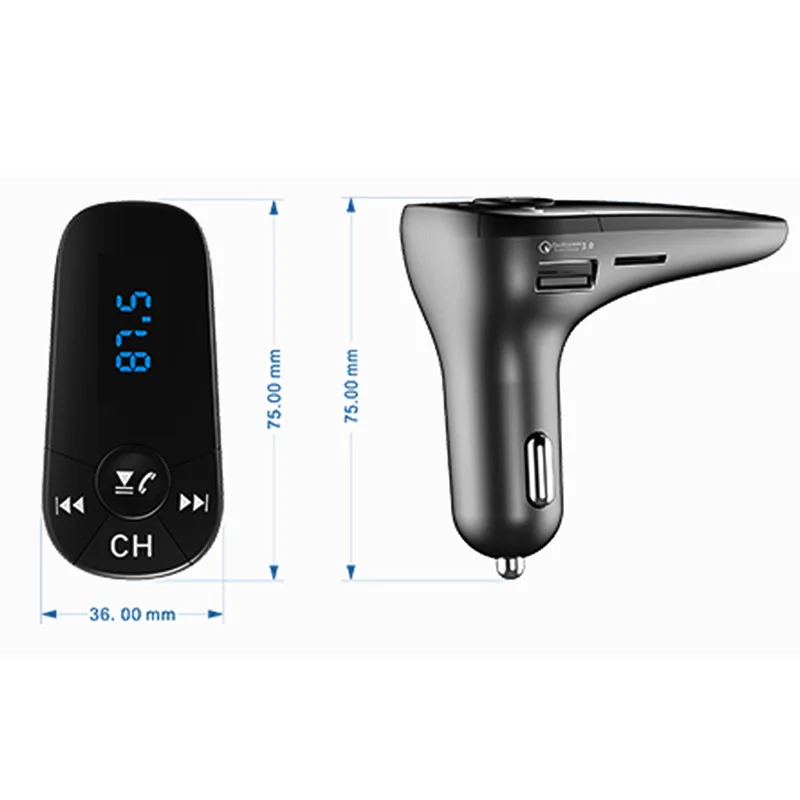 HBQ T10 Многофункциональный беспроводной Автомобильный MP3-плеер QC3.0 быстрое автомобильное зарядное устройство Регулировка любого угла FM передатчики автомобильный аудио монитор