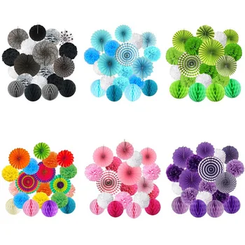 

Paper Rosettes Baby shower Party Decorations Snowflake Tissue Paper Fans for Kids Birthday Marriage Summer Party Supplies