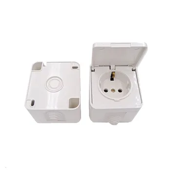 

Weatherproof Outdoor Wall Power Socket 16A 250V EU Standard Electrical Outlet Grounded Surface Mounted Wiring Socket