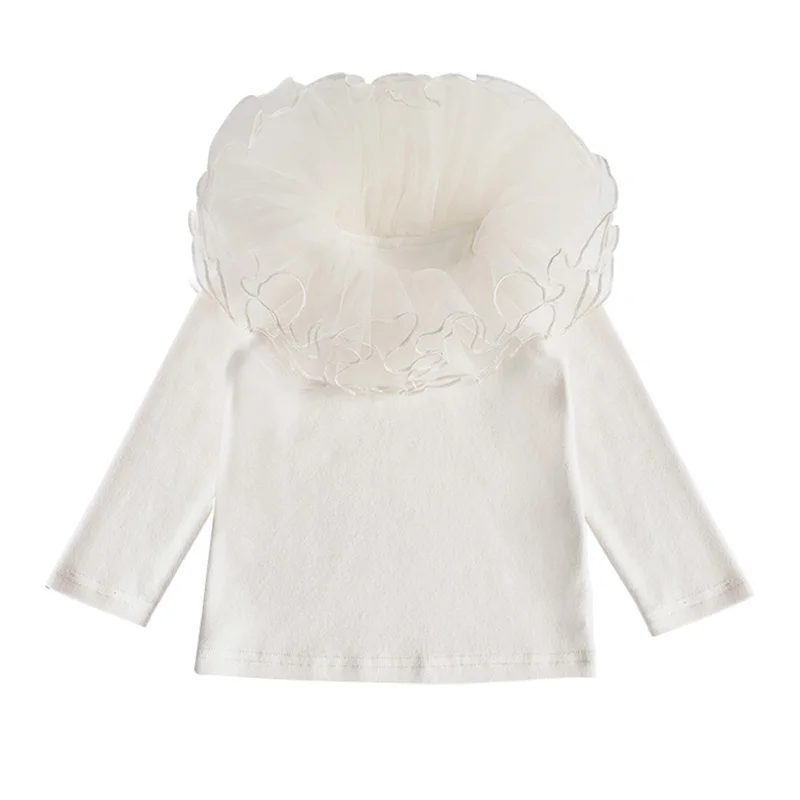 Комплект детской одежды для маленьких девочек, От 1 до 7 лет, новая осенняя Повседневная футболка с длинными рукавами и воротником с оборками+ платье - Цвет: Белый