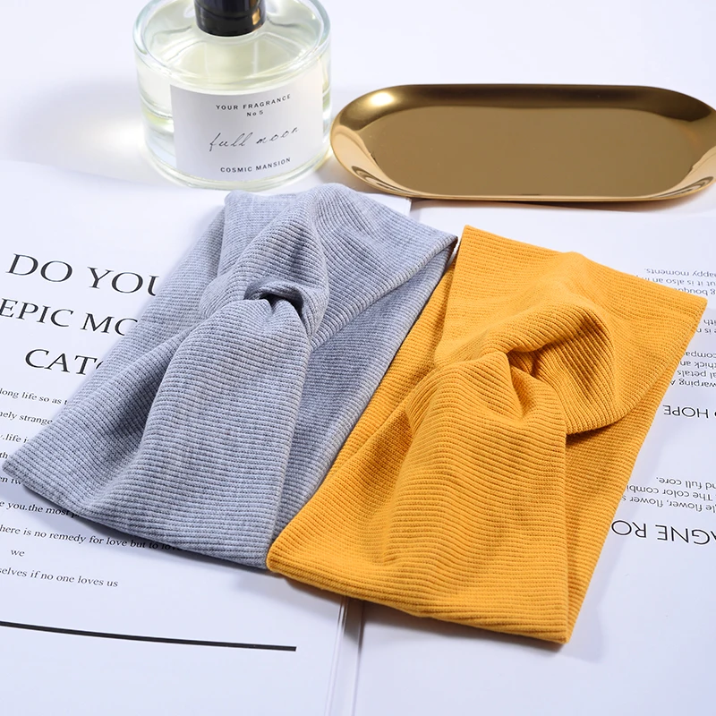 Women Headband Twist Turban Solid Wide Knitted Knotted Yoga Twisted Hairband Accessories For Turban Bandage Bandanas Hair Bands