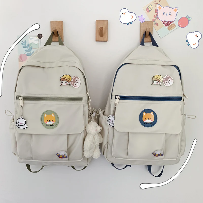 College Book Lady Badge Backpack Kawaii Fashion Girl School Bag Trendy Women Cute Backpack Nylon Female Harajuku Bag Student New stylish backpacks for travel