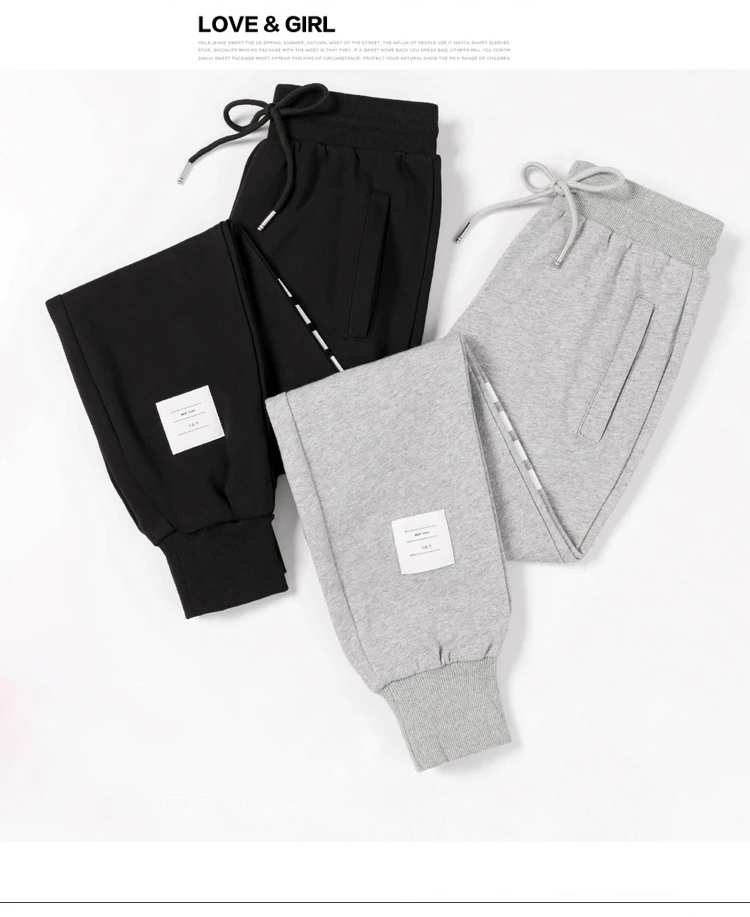 BIVIGAOS Four Bars Cotton Gray Sport Pants Women New Korean Casual Sweatpants Slim Joggers Pants Spring Autumn Sweat Pants