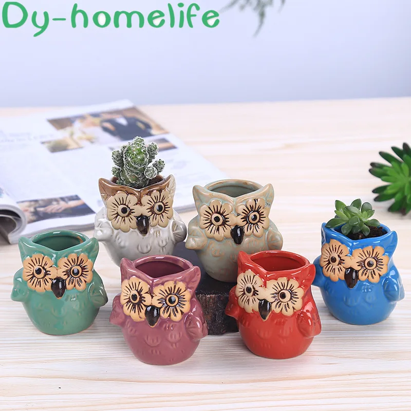 

European Flower-eye Owl Ceramic Flower Pot Decoration Home Creative Decoration Succulents Mini Pot Ceramic Planter Pot