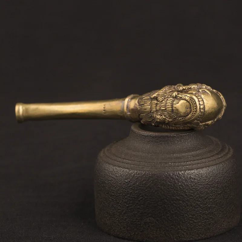 Vintage Brass Dragon Pattern Bent Smoking Tobacco Pipe Accessories Chinese Traditional Pure Copper Cigarette Holder Collections herb smoking pipe,tobacco pipe,tobacco smoking accessories,smoking accessories,smoking pipe