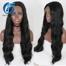 FACHOUFEE длинные Waay кружевные передние Synethetic волосы парики для женщин черный цвет Glueless кружевные парики с предварительно сорванные волосы