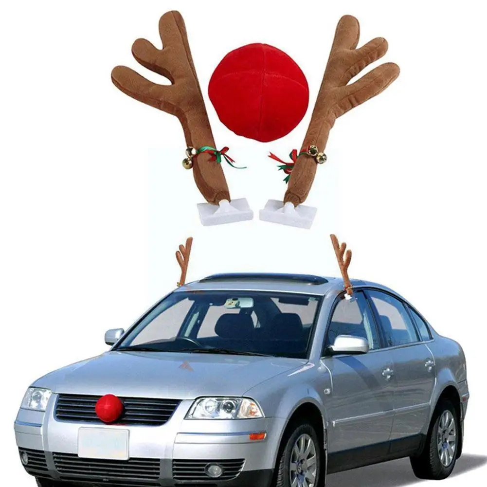 Costume auto Natale Renna Corna & Naso Rosso per camion fuoristrada DECORO 