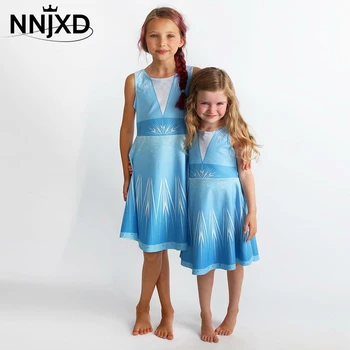 

Elsa 2 Dress For Girls Princess Party Cosplay Costume Fancy Sleeveless Baby Girls Clothes One Piece Dress Up Anna Kids Clothing