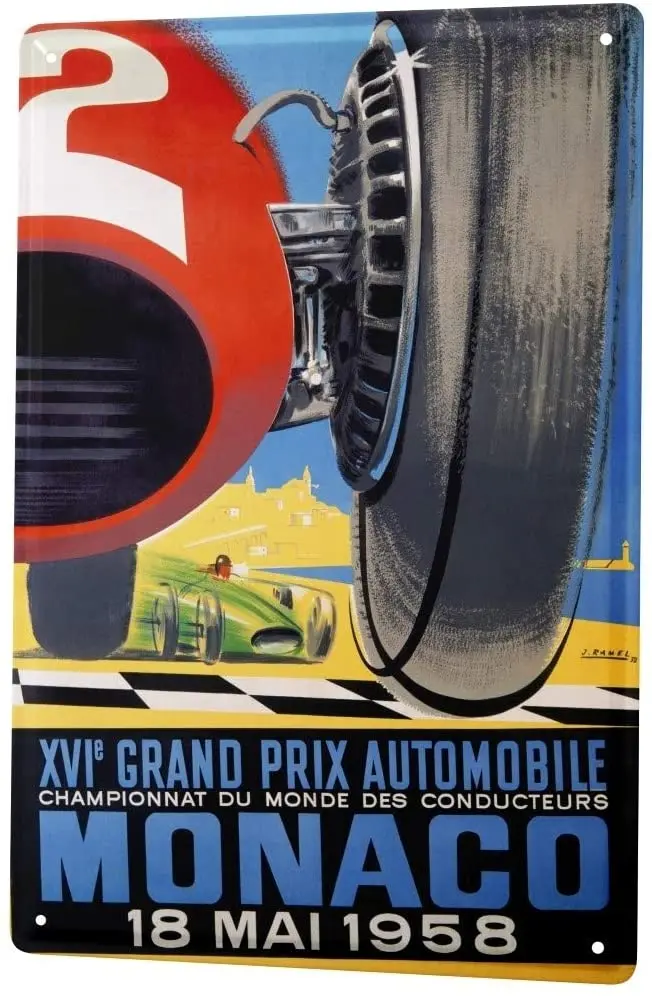 

SINCE 2004 Tin Sign Metal Plate Decorative Sign Home Decor Plaques Vintage Car Monaco Grand Prix 1958