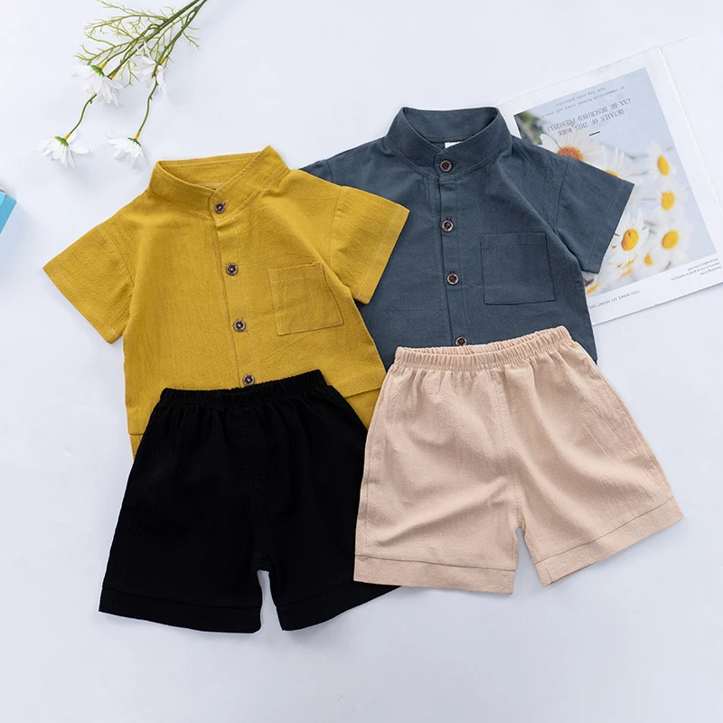 Ropa de para bebé, trajes sólidos para niños, camiseta de + Pantalones cortos, prendas de vestir para niños de a 5 años, trajes informales|set de ropa| - AliExpress