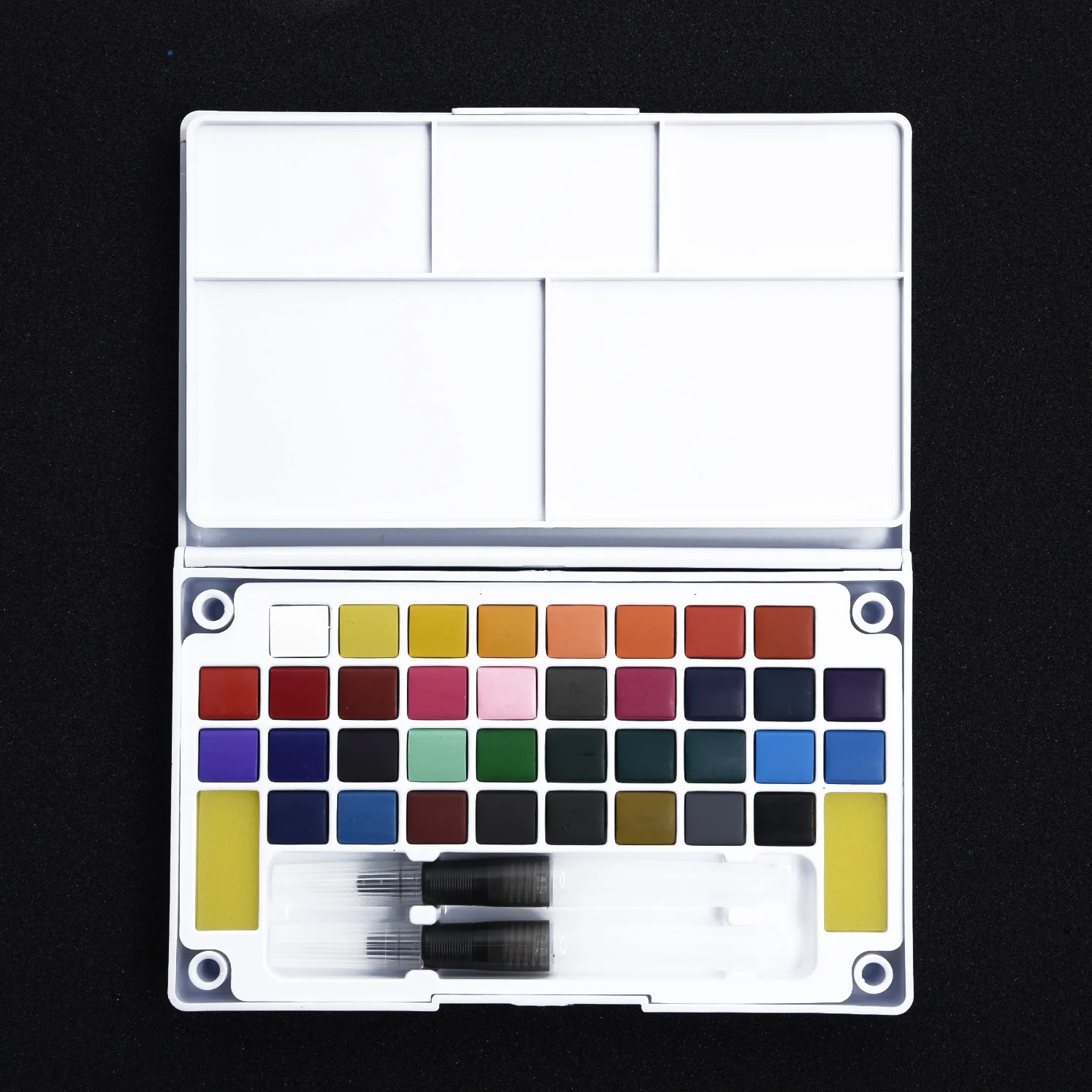 Solid Watercolor Paint Box Groove Design With Paintbrush Portable Box Kit