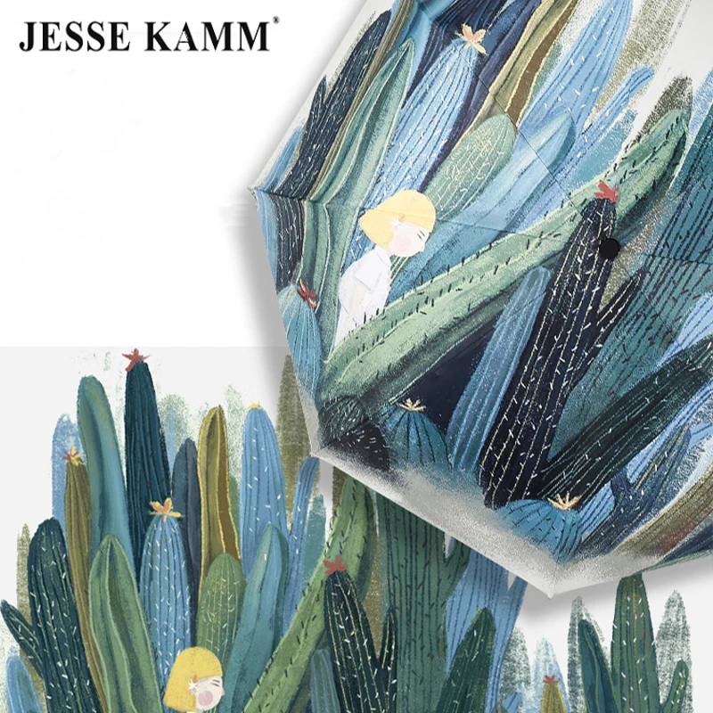 Jesse Kamm ручной дождь солнцезащитный зонтик УФ защитный винил затенение иллюстрация ручная роспись складной зонтик