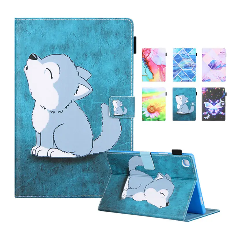 Per Samsung Galaxy Tab A8 2022 Custodia 10.5 2021 Sm-X200 Sm-X205 X200 X205 Cover Funda Tablet Fashion Wolf Flip Stand Coque Capa