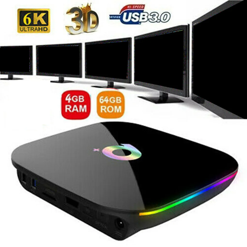 Q Plus H6 Smart 6K tv Box Android 9,0 4 Гб ОЗУ 64 Гб ПЗУ четырехъядерный USB 3,0 2,4 ГГц Wifi Playstore Qplus телеприставка