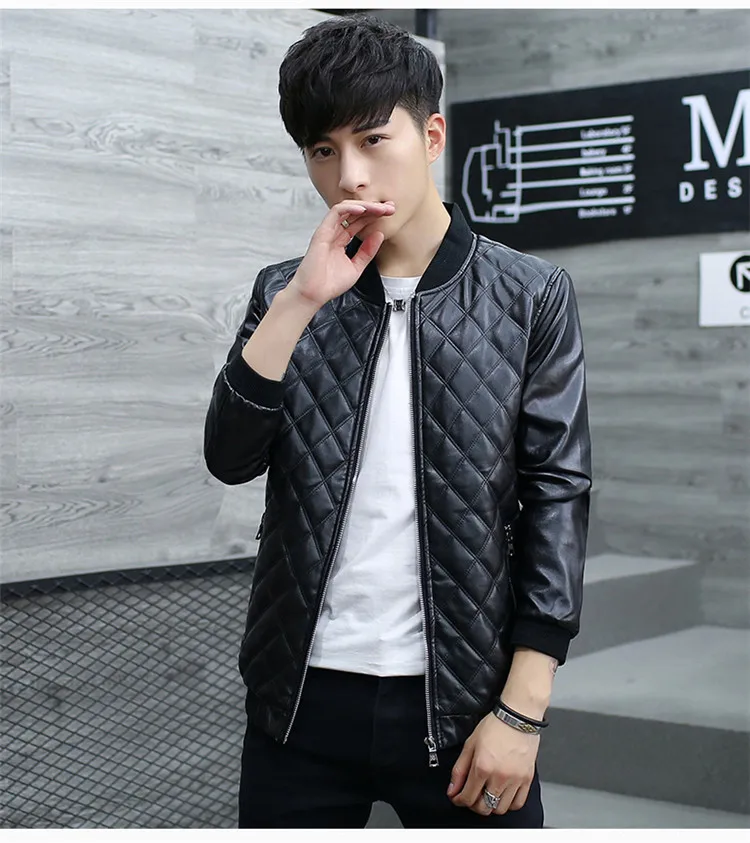 Leather Coat Men'S Wear Youth Korean-style Slim Fit Spring New Style MEN'S Jacket MEN'S Coat Spring Clothing PU Leather Jac