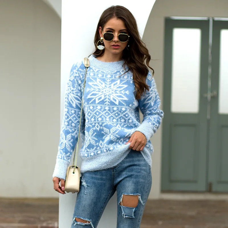 Tanie 2019 świąteczne swetry damskie gruby ciepły sweter bożonarodzeniowy kobiet sweter sweter z jelenia ełk kobiet zimowy sweter z dzianiny kobiet