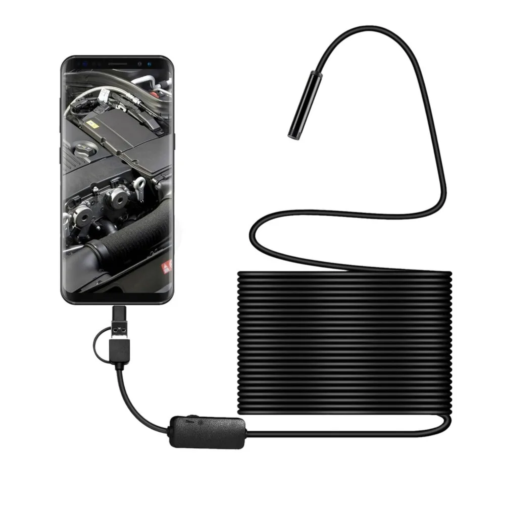 3 в 1 взаимный обмен данными между компьютером и периферийными устройствами эндоскоп жесткий/мягкий кабель 720P бороскоп инспекционная Камера для Android Тип-c ПК Водонепроницаемый змея Камера 2/3. 5/5/10M