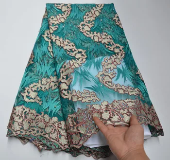 

African Lace Fabric 2020 Embroidered Nigerian Wedding Lace Fabric High Quality French Tulle Lace Fabric Beads Stones TN5-65