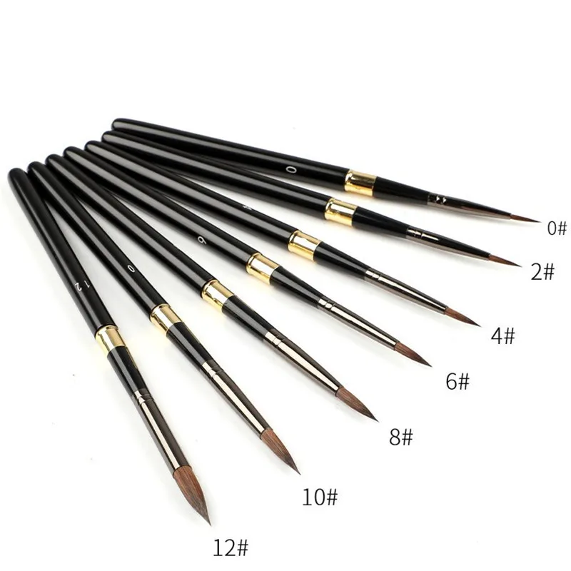 Mango negro profesional cepillos redondos pelo ardilla cepillo de pintura arte pinceles para pintar artística acuarela Gouache lavado RP