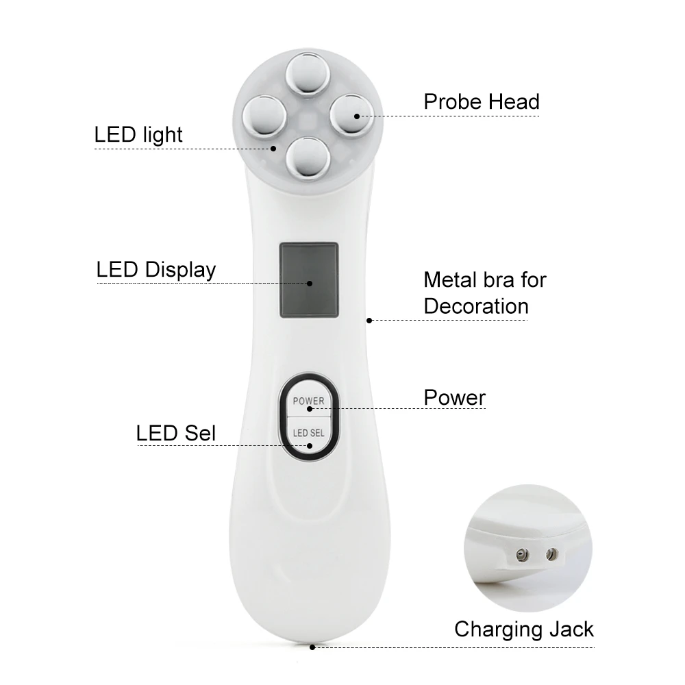 Dropship 5 in 1 LED Skin Tightening Radio Frequency Nourish Beauty Device LED Photon Anti Aging Skin Rejuvenation Skin Care Tool