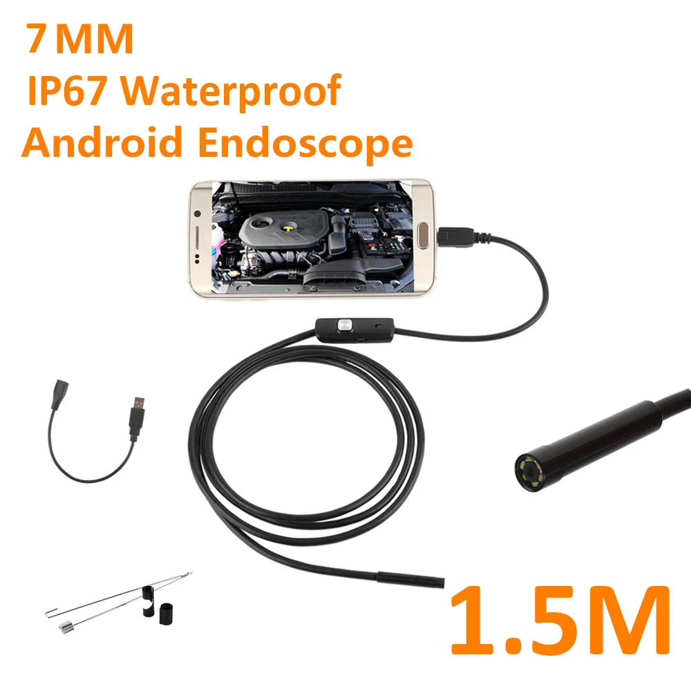 AN98B телефон эндоскоп 7 мм 5 м/3 м/2 м/1,5 кабель HD USB Водонепроницаемый эндоскоп, бороскоп для исследований камера для Android мобильного телефона ПК