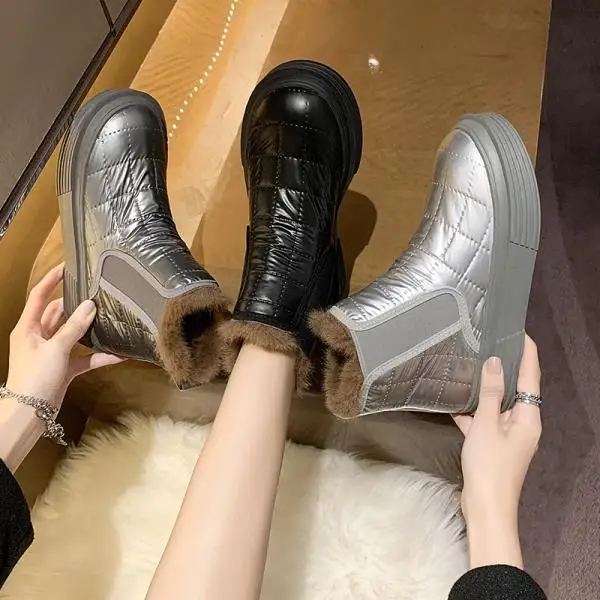 

2021 Autumn Winter New Martin Boots Waterproof and Velvet Thickened Snow Boots Women's Pedal All-match Warm Snow Cotton Boots