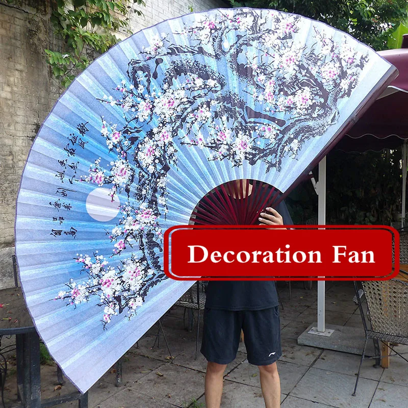 

Chinese Oversized Decoration Folding Fan Classical Wall Mount Silk Imitation Folding Fan Living Room Decorative Furnishings