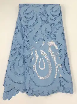 

Sky Blue African Lace Fabric Embroidered Nigerian Guipure Cord Lace For Wedding Party Dress Fabric High Quality Tulle Lace
