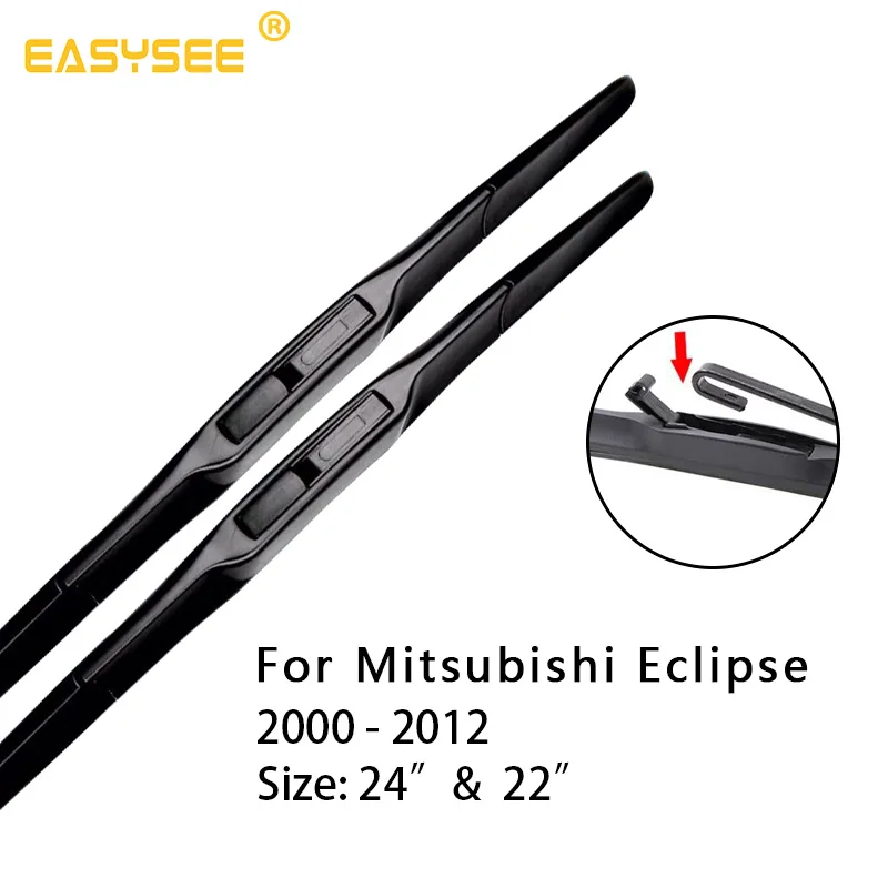 

Windscreen windshield wiper Blades for Mitsubishi Eclipse Fit hook Arms 2000 to 2005 2006 2007 2008 2009 2010 2011 2012 24"&22"