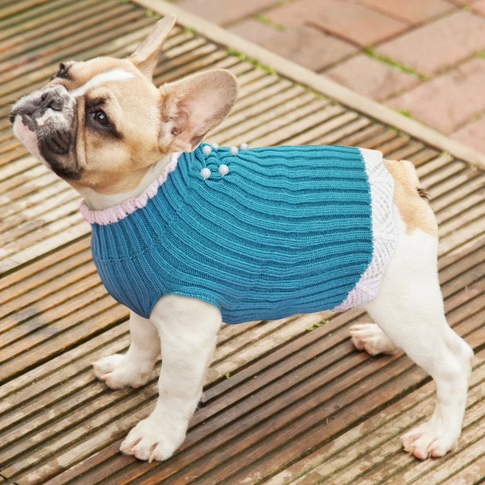 Одежда для маленькой собаки зима для домашних любимцев собак кошек свитер для щенков чихуахуа, собак Костюмы наряд свитер для домашних животных Мопс одежда с жемчугом