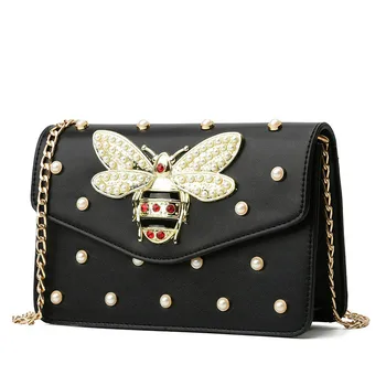 

Fashion Women Chains Messenger Bags New Brand Leather Female Shoulder Bag Luxury Little Bee Embroidery Woman Handbags Sac A Main